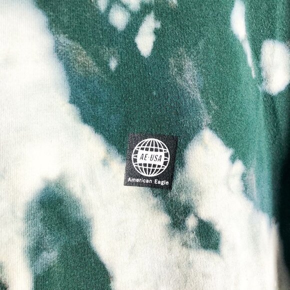 American Eagle Crewneck Logo USA Tie Dye T Shirt Green Small Mens Standard Fit - Picture 4 of 7